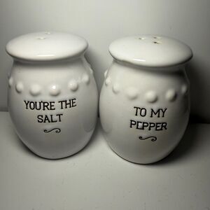 White Ceramic Hobnail‎ Salt & Pepper Shakers, You're the Salt To My Pepper